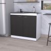 Dark Walnut Rectangle 2-Door Utility Sink and Cabinet