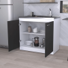 Dark Walnut Rectangle 2-Door Utility Sink and Cabinet