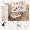 3 Tier Rolling Cart Metal Utility Storage Cart Mobile Storage Organizer with Lockable Wheels, White