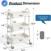 3 Tier Rolling Cart Metal Utility Storage Cart Mobile Storage Organizer with Lockable Wheels, White