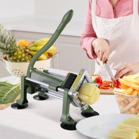 French Fry Cutter Stainless Steel Potato Vegetable Slicer Chopper 2 Blades (Option: Green)