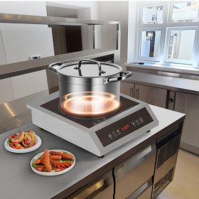 Portable Commercial Induction Cooktop 3500W Countertop Burner 11 Temp Levels (Option: Black)