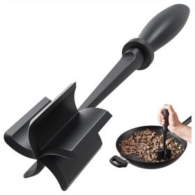Meat Chopper Hamburger Grinder, Kitchen Smasher For Ground Beef, Manual Meat Masher Tool For Burgers, Sausage & Cooking (Option: Black)